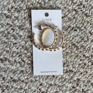 J. Crew Gold and Cream Hoop Earrings